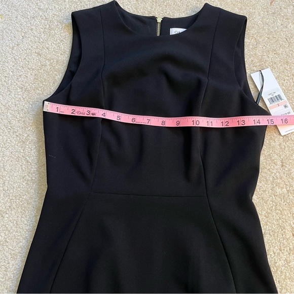 NEW Calvin Klein Dress Womens 2 Black Ruffle Hem Midi Classic Cocktail Sheath - Picture 6 of 10